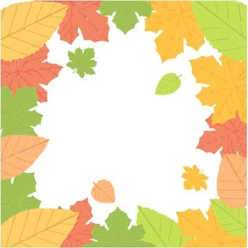 Vector frame of autumn leaves on a white background. Maple and other trees. Y 스톡 일러스트