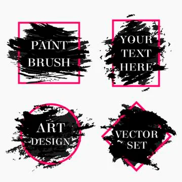 Vector frame with black paint brush strokes. Illustrazione stock