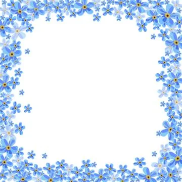 Vector frame with blue forget-me-not flowers Stock Illustration