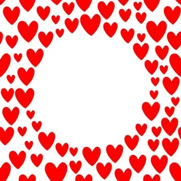 Vector frame, border from bright red small hearts. Simple cute background, de Illustrazione stock