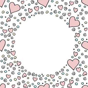 Vector frame, border from outline colorful elements hearts points drops spira Illustrazione stock