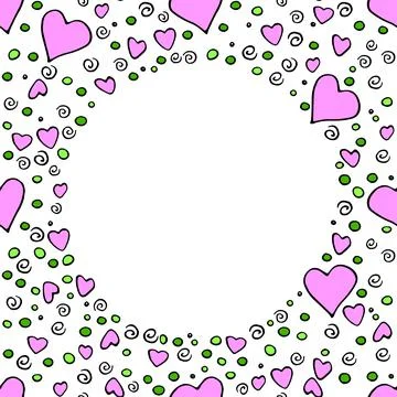 Vector frame, border from outline colorful elements hearts points drops spira Stock Illustration