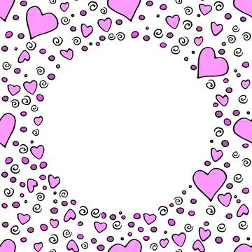 Vector frame, border from outline colorful elements hearts points drops spi.. Illustrazione stock