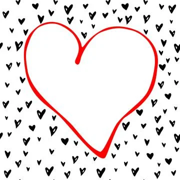 Vector frame, border from red black hearts. Simple romance symbol of love in  Stock Illustration