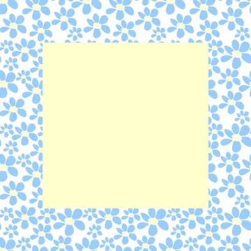 Vector frame, border with small flowers in flat style. Cute simple primitive  Stock Illustration