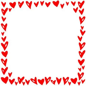 Vector frame, border from small red hearts. Simple romance symbol of love, ba Stock Illustration