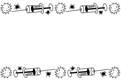 Vector frame, border on theme of vaccination. Contour molecules, coronavirus  Stock-Illustration