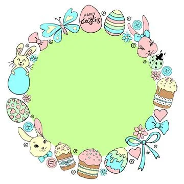 Vector frame, border, wreath from color traditional Easter elements: ornament Stockillustratie