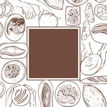 Vector frame with bread 库存插图
