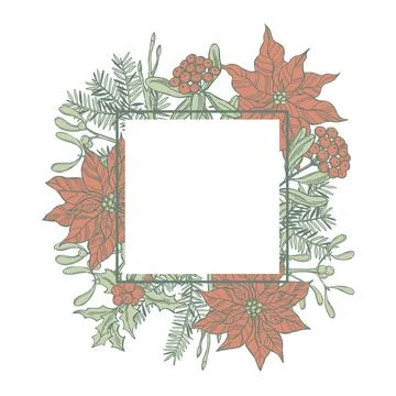Vector frame with Christmas plants . Illustrazione stock