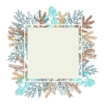 Vector frame with Christmas plants . Illustrazione stock