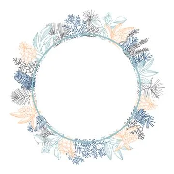 Vector frame with Christmas plants. Illustrazione stock