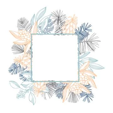 Vector frame with Christmas plants. Illustrazione stock