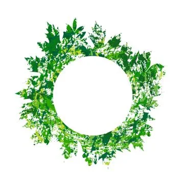 Vector frame with colored summer leaves in grunge style Stock Illustration