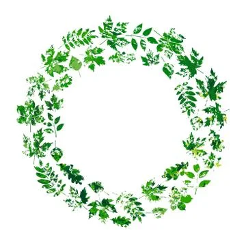 Vector frame with colored summer leaves in grunge style Stock Illustration