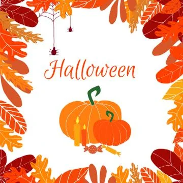 Vector frame dedicated to the autumn holidays: halloween. Doodle design. Stock Illustration