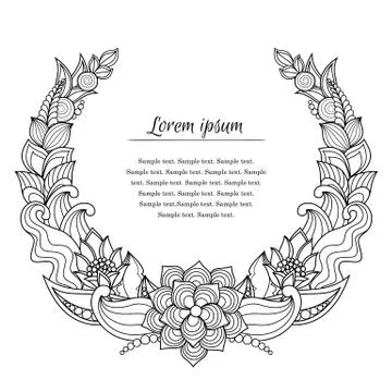 Vector frame with drawn flowers, plants Stock Illustration