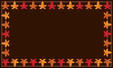 Vector frame of dry maple leaves on a brown horizontal background Stock Illustration