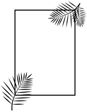 Vector frame with fern leaves. Rectangle template Stock Illustration