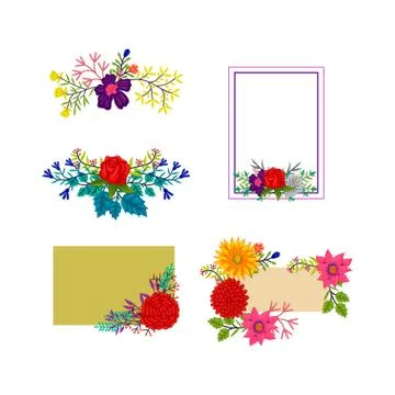 Vector frame Flowers Colors Blank Element Template Set Stock-Illustration