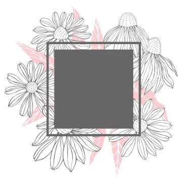 Vector frame with  flowers. Stock Illustration