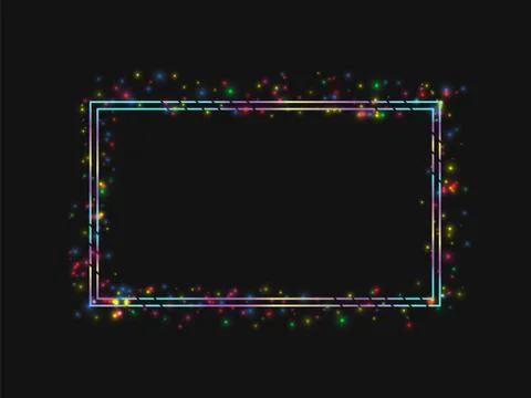 Vector frame in a frame colored lights. On black background. Vector Stock Illustration
