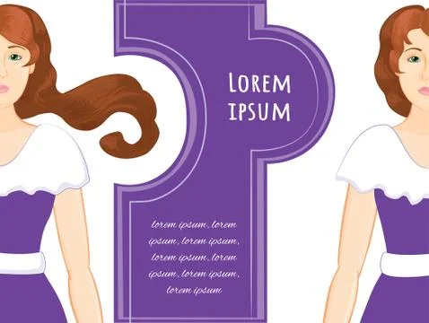 Vector frame  - half girl Stock Illustration