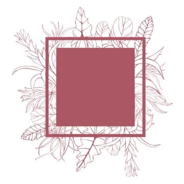 Vector frame with  hand drawn tropical plants. Stock Illustration