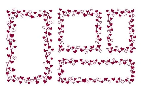 Vector frame with hearts of different shapes. Stock Illustration