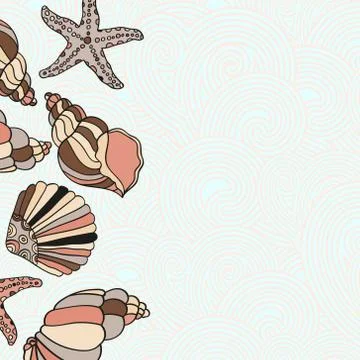 Vector Frame Illustration of Shells Stock Illustration