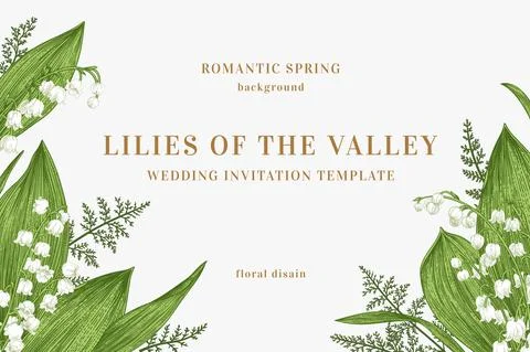 Vector frame with lilies of the valley. Illustrazione stock