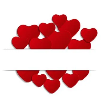 Vector frame with little red paper hearts Stock Illustration