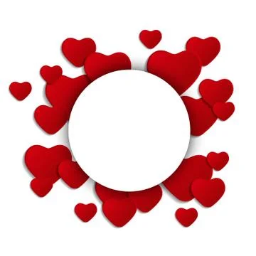 Vector frame with little red paper hearts Stock Illustration