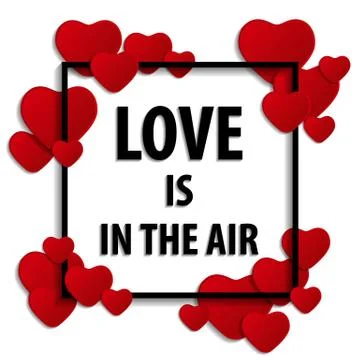 Vector frame with little red paper hearts Stock Illustration