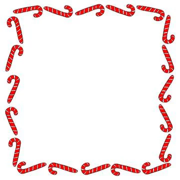 Vector Frame is made of candy cane. Hand drawn sweet New Year and Christmas b Illustrazione stock