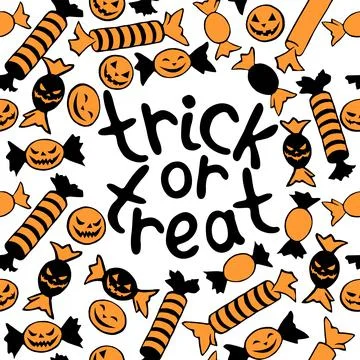 Vector frame made of candy in different wrappers in Halloween style with lett Stock Illustration