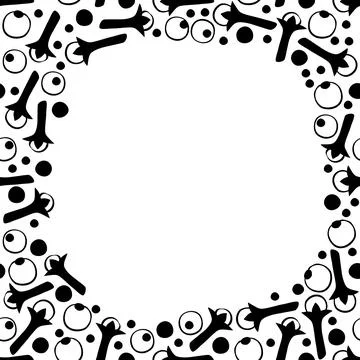 Vector frame made of carnation, pepper in doodle flat style. Background , bor Stock Illustration