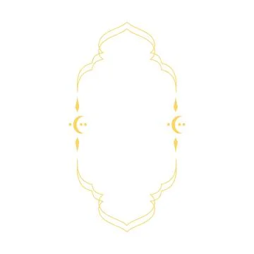 Vector frame in oriental style with golden lines, crescents and decorative Stock Illustration