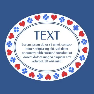 Vector frame of patterned border with hearts. Stylish ornament illustration f Stock Illustration