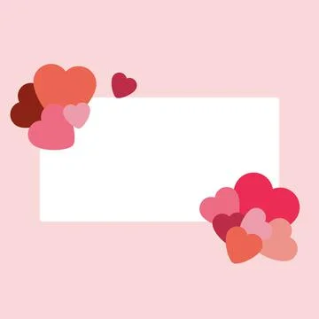 Vector Frame With Red and Pink Hearts On Pink Background. Stock Illustration