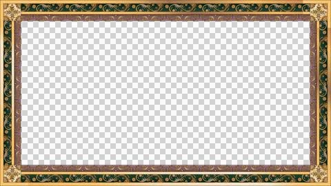 Vector frame is showing gold-trimmed floral motifs with transparent center, copy Stockillustratie