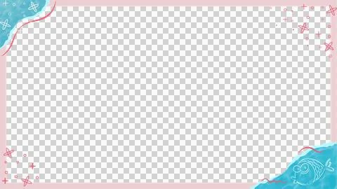 Vector frame is showing pink border, slate, wave and fish motifs on transparent Illustrazione stock