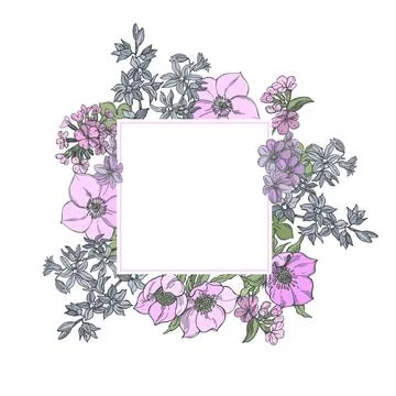 Vector frame with spring flowers. . Illustrazione stock