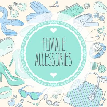 Vector frame for stores with accessories.Vector Illustration. Stock Illustration
