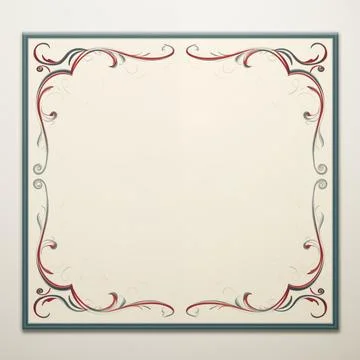 Vector Frame with Swirls and Crimson Highlights Stock Illustration