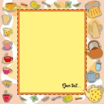 Vector frame Tea Party 스톡 일러스트