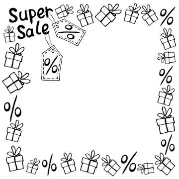 Vector frame on theme of black Friday, shopping, discounts and sales. Border  Stock-Illustration