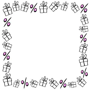 Vector frame on theme of black Friday, shopping, discounts and sales. Border  Stock Illustration