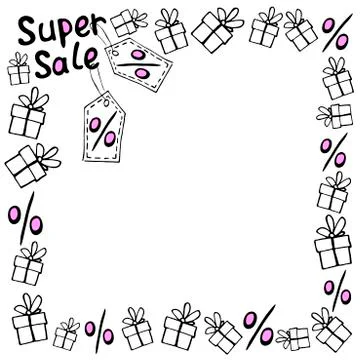 Vector frame on theme of black Friday, shopping, discounts and sales. Border  Stock Illustration