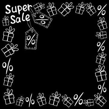 Vector frame on theme of black Friday, shopping, discounts and sales. Border  Stock Illustration
